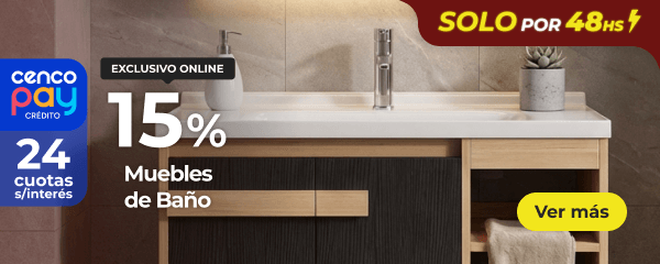 15% - Muebles de baño.